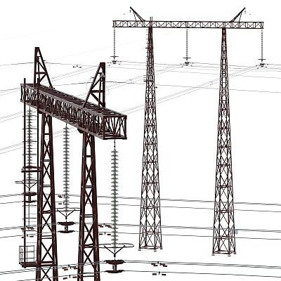 modern high-voltage line tower 3d model modern high-voltage line tower 3d model