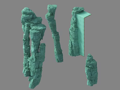 Garden Landscape Decorative Green Stone Rock Structures With Columnar And Stacked Formations 3d model