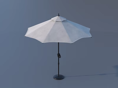 White Canopy Patio Umbrella With Black Pole And Sturdy Outdoor Base 3d model