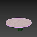 Round Modern Coffee Table With Light Wooden Top And Black Cylindrical Legs