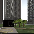 High Rise Residential Buildings With Modern Facade And Palm Trees In Evening Light