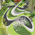 Lush Garden Landscape Design With Winding Paths Green Lawns And Diverse Trees