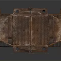 Old Rusted Metal Industrial Structure With Grated Panels And Vintage Design