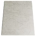 Square Rug with Abstract Curved Line Patterns in Neutral Gray Tones 3d model