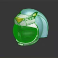 Weapon Helmet Featuring Blue Metallic Body Yellow Accent And Transparent Visor Design