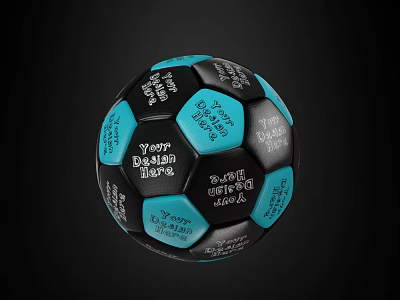 Black And Blue Soccer Ball With White Printed Text As Sports Equipment 3d model