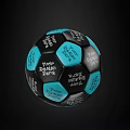 Black And Blue Soccer Ball With White Printed Text As Sports Equipment