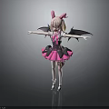 3D Anime Character With Pink Horns Black Wings And Demon Inspired Outfit