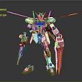 White Blue Red Gundam Model With Red Wings Sword And Shield