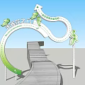 Picturesque Green East Fence Flower Gate Archway With Lush Trees Grass And Person Taking
