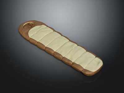 Portable Outdoor Camping Mat with Brown Frame and Beige Padded Sections for Comfortable Use 3d model