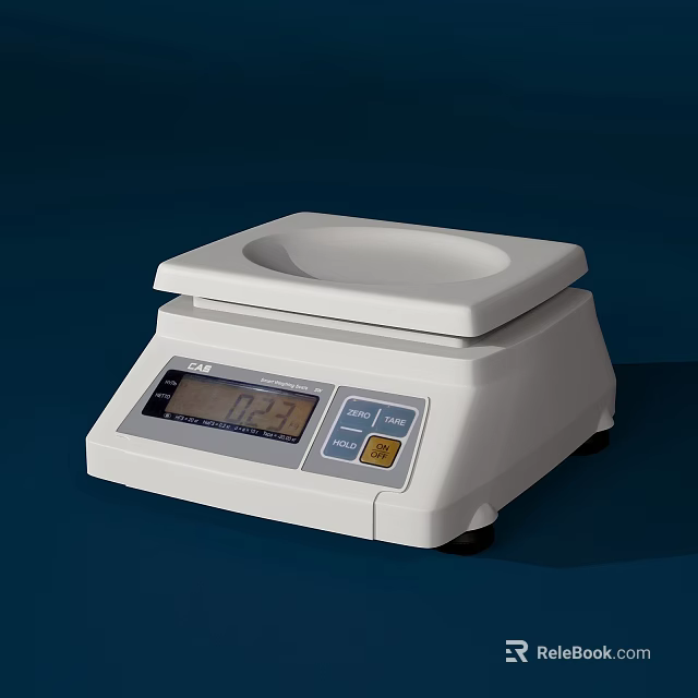Sleek White Commercial Electronic Scale With Digital Display Control Buttons And Precision Measurement 3d model