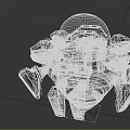 Futuristic Space Lunar Lander With Transparent Dome Support Legs And Blue Yellow Details