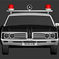 Black and White Police Car With Red Emergency Lights And POLICE Logo