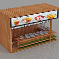 Mall Kiosk With Wooden Structure Large Screen Displaying Drinks And Seating Area