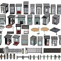 Various Outdoor Booths Shelters Umbrellas And Railings With Different Designs