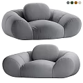 Modern Gray Single Sofa With Soft Upholstery And Round Comfortable Design
