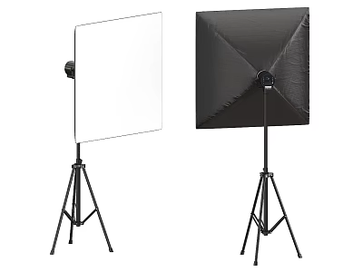 Floor Lamp With White And Black Panels On Tripod Stand Design 3d model