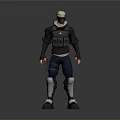 3D Character Design With White Hair Mask Black Tactical Vest And Blue Pants