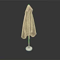 Beige Open Umbrella With Handle And Base For Outdoor Everyday Use
