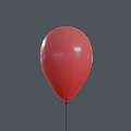 Single Red Helium Balloon With String Against Gray Background In Studio