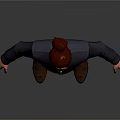 Man With Red Hair Beard In Dark Shirt Pants Arms Outstretched Against Gray Background