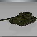 Green Military Tank Vehicle With Long Cannon And Heavy Tracks Design