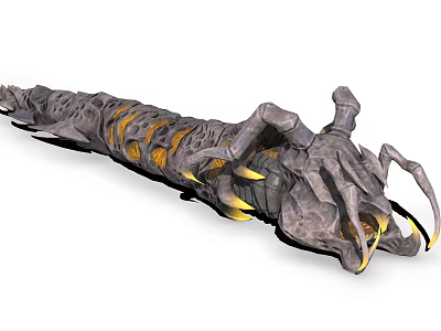Fantasy Giant Insect Like Creature With Armored Body Glowing Yellow Parts Claws And Tentacles 3d model