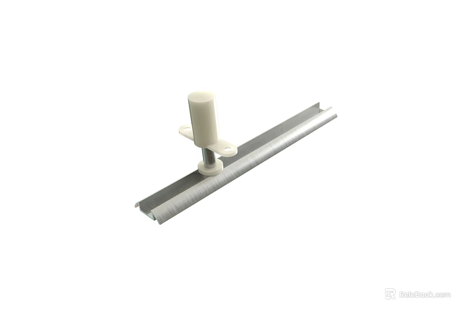 Metal Strip With White Plastic Mounting Component Durable Hardware Accessory For Fixing 3d model
