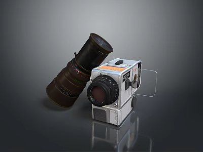 Vintage Classic Camera With Retro Lens And Metal Body Design 3d model