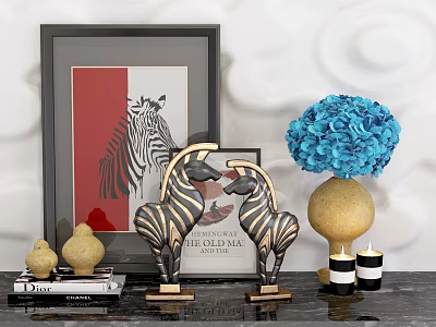 Modern Ornaments Combination Zebra Flower Ornaments 3d model