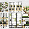 Creative Garden Decor Designs With Multi Tiered Metal Shelves And Green Plants