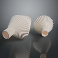 Two White Pleated Design Decorative Vases As Modern Home Furniture Pieces