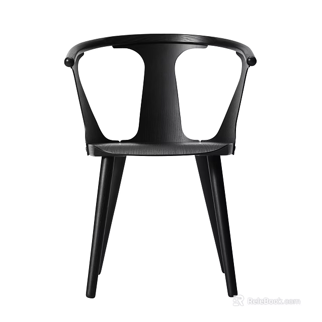 Modern Black Leisure Chair With Unique Armrest And Sleek Leg Structure Design 3d model 