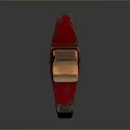 Worn Red Axe With Wooden Handle On Gray Background And Reflection