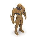 Golden Armored Humanoid Smart Machine Design With Mechanical Structure And Red Accents 3d model
