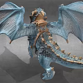 Blue Dragon Statue With Saddle Horns Detailed Wings And Realistic Design
