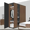 Modern Wooden Bookcase With Glass Door Compartments Blue Folders And Stacked Documents