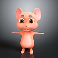 Cute Pink Mouse Game And Movie Character With Big Eyes Standing Arms Outstretched