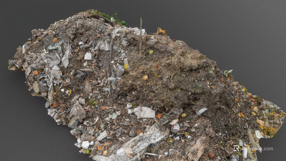 Pile Of Mixed Construction Waste And Soil With Rubbish Debris And Materials 3d model 