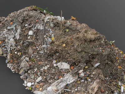 Pile Of Mixed Construction Waste And Soil With Rubbish Debris And Materials 3d model