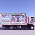 Pink Functional Vehicle With Floral Decor Transparent Cargo Area For Tea Gatherings