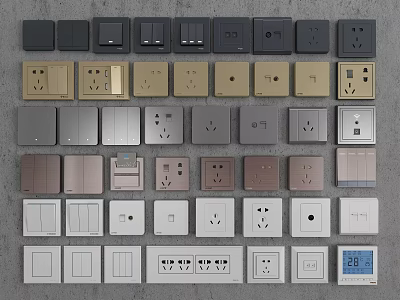 Various Switch Panels With Different Colors And Modern Designs For Home Interiors 3d model