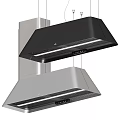 Modern Kitchen Range Hood With Sleek Black Design And LED Lighting 3d model
