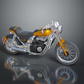 Vintage Yellow And Black Motorcycle With Chrome Accents Spoke Wheels And Leather Seat