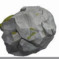 Natural Gray Rock Surface With Green Moss And Textured Cracks