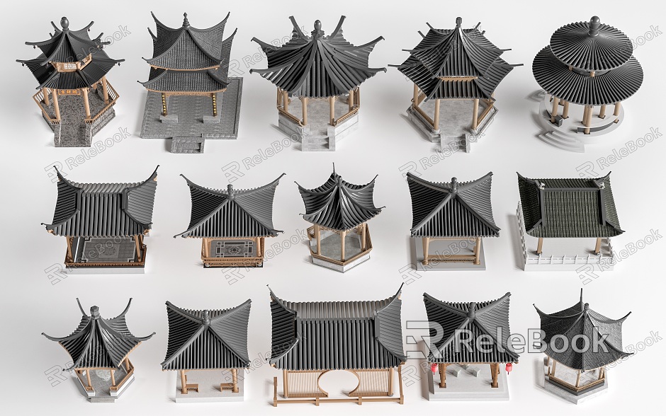 Chinese style landscape pavilion ancient pavilion pavilion model