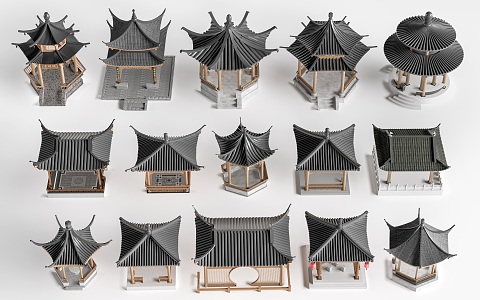 Chinese style landscape pavilion ancient pavilion 3d model