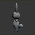 Cute Standing Rabbit Toy With Long Pink Ears Big Eyes And White Blue Gradient Body