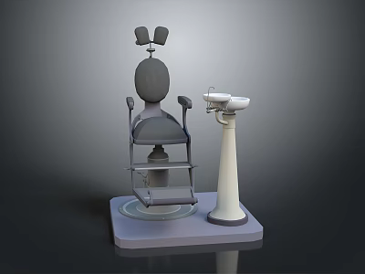 Dental Chair And Instrument Stand With Basin For Medical Clinic Setup 3d model